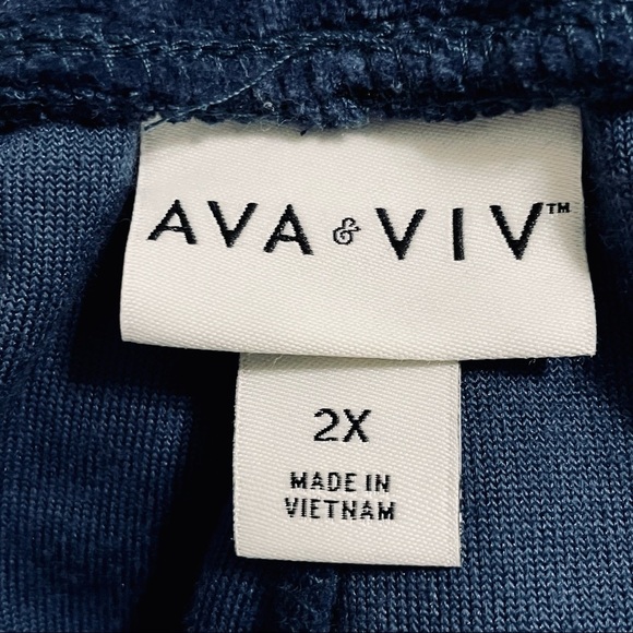 AVA & VIV navy blue velour joggers 3X, NWT - Picture 6 of 7